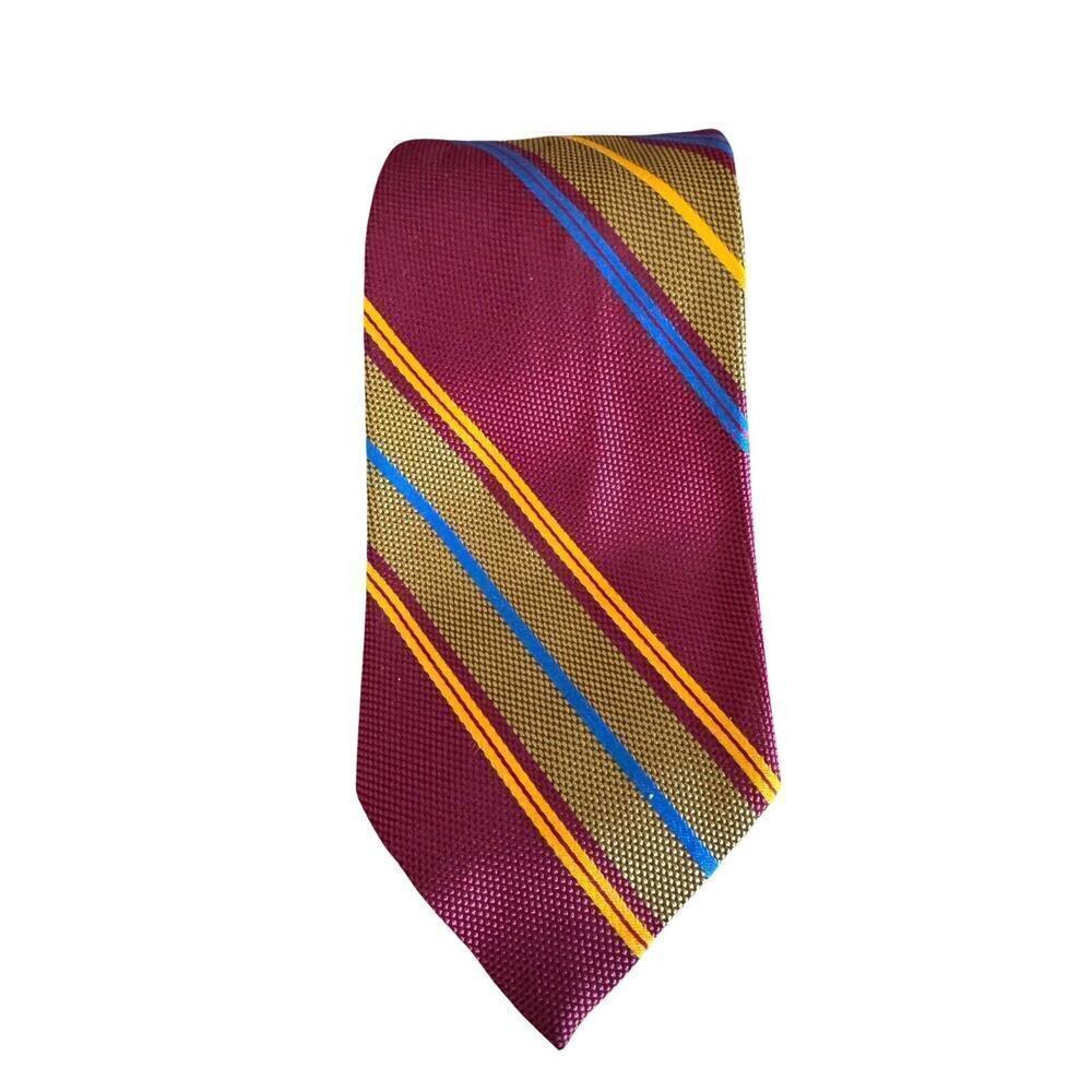 👔 Yves Saint Laurent YSL Mens Silk Red/Blue Striped Necktie Designer